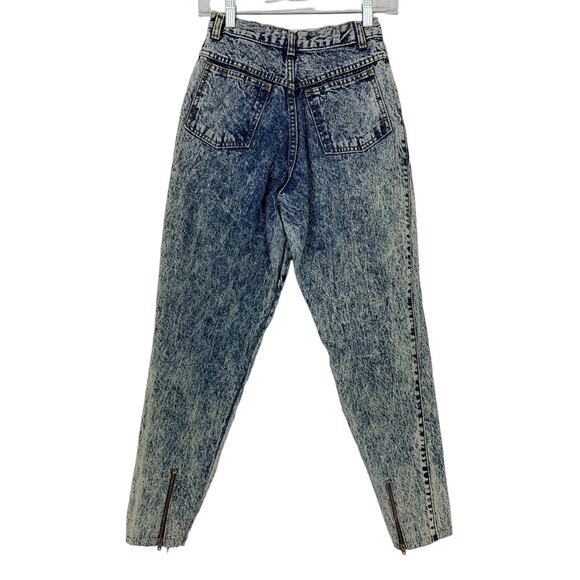 Vintage Women's Sz 24" 80's Tapered Leg Acid Wash Jean Ankle Zip Blue High Waist - Picture 9 of 9